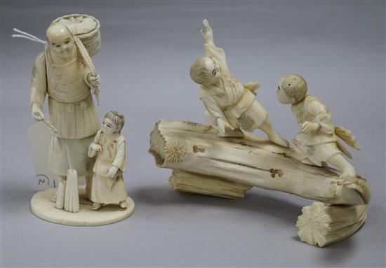 Two Japanese sectional ivory groups, early 20th century